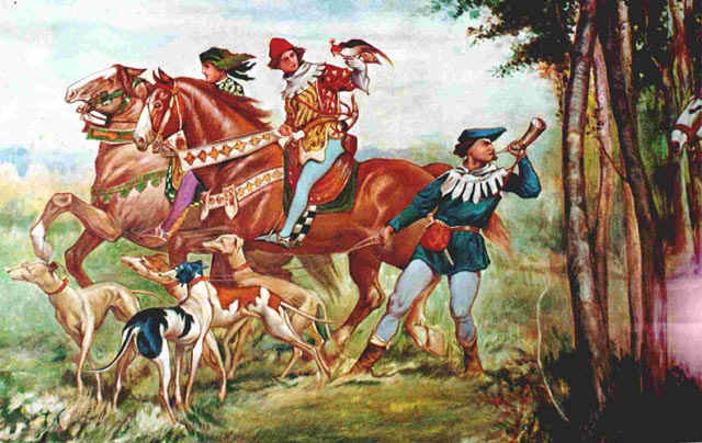 arazzo Caccia col Falco di Ernesto Aurini